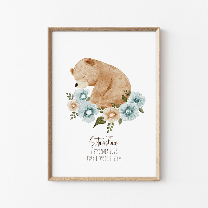 Metryczka dla chłopca z misiem