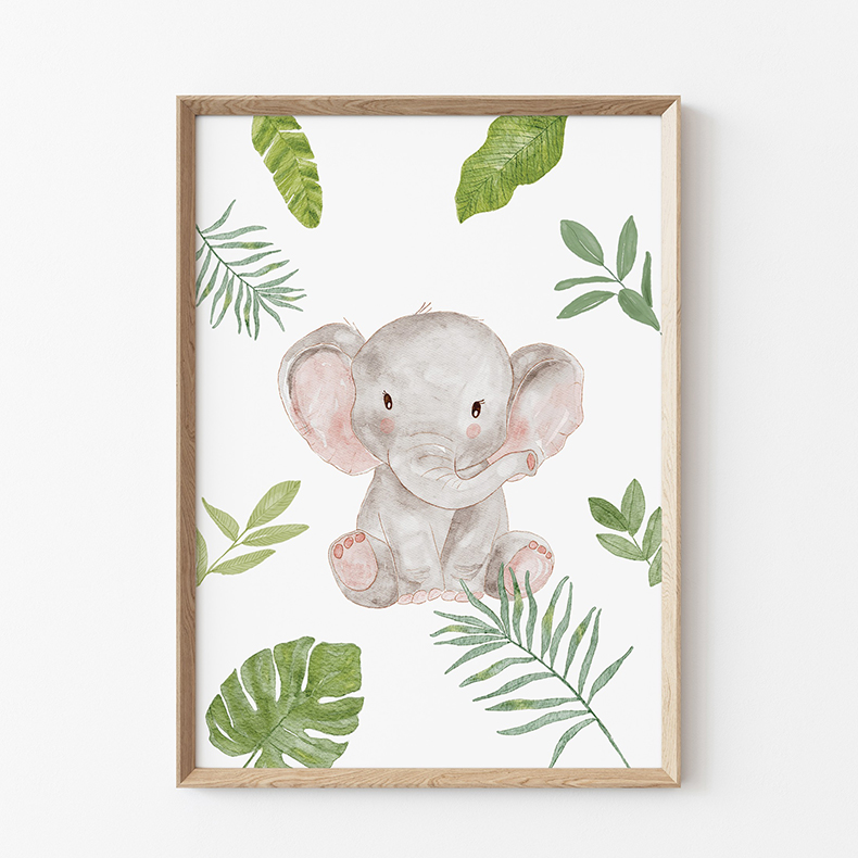 plakat ze słonikiem w stylu safari